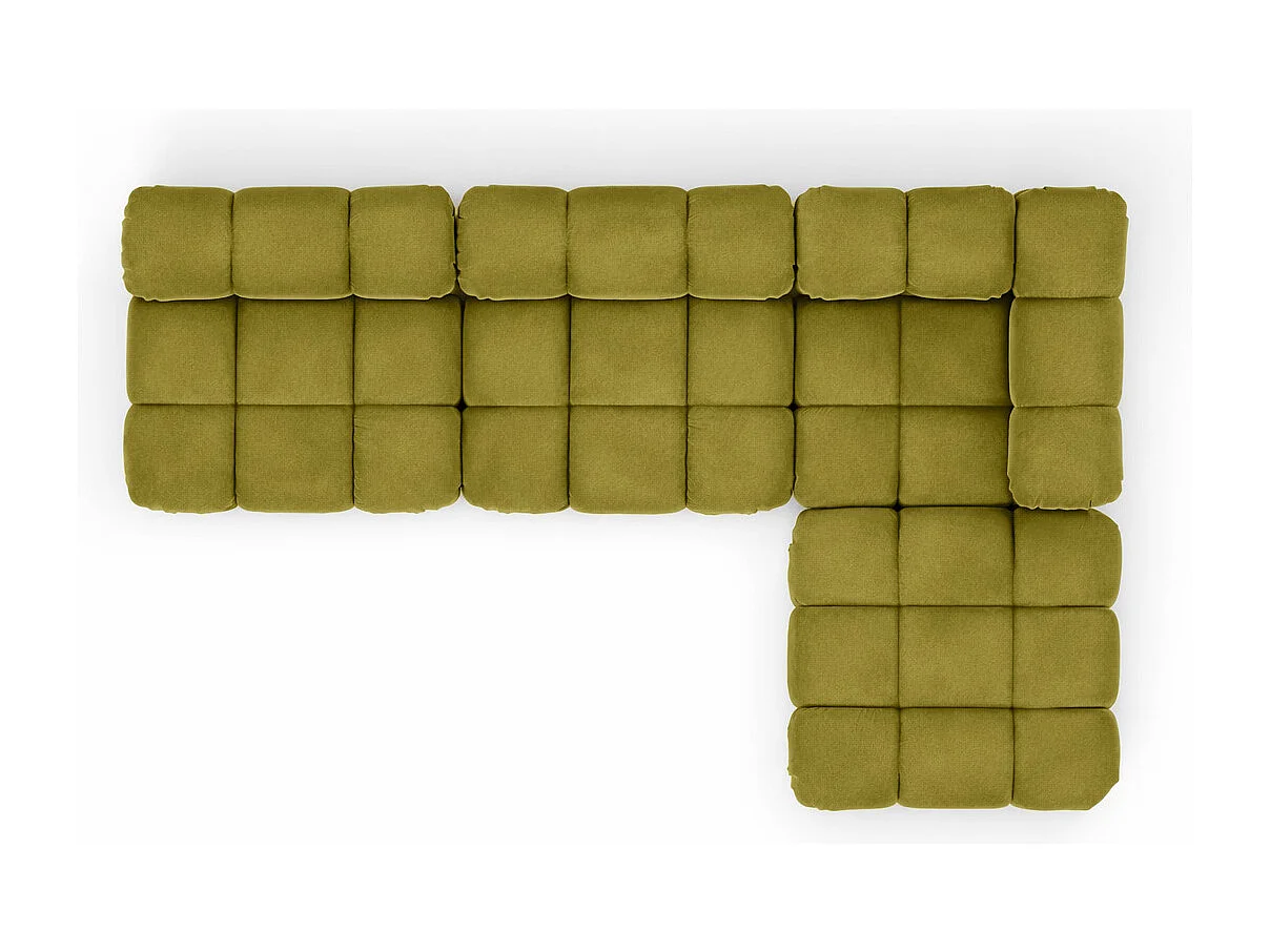 Ecksofa Modulare L-Form, Veloursstoff Salvador, Olive, Rechts, Selia
