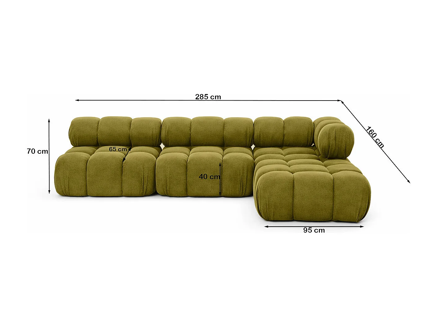 Ecksofa Modulare L-Form, Veloursstoff Salvador, Olive, Rechts, Selia