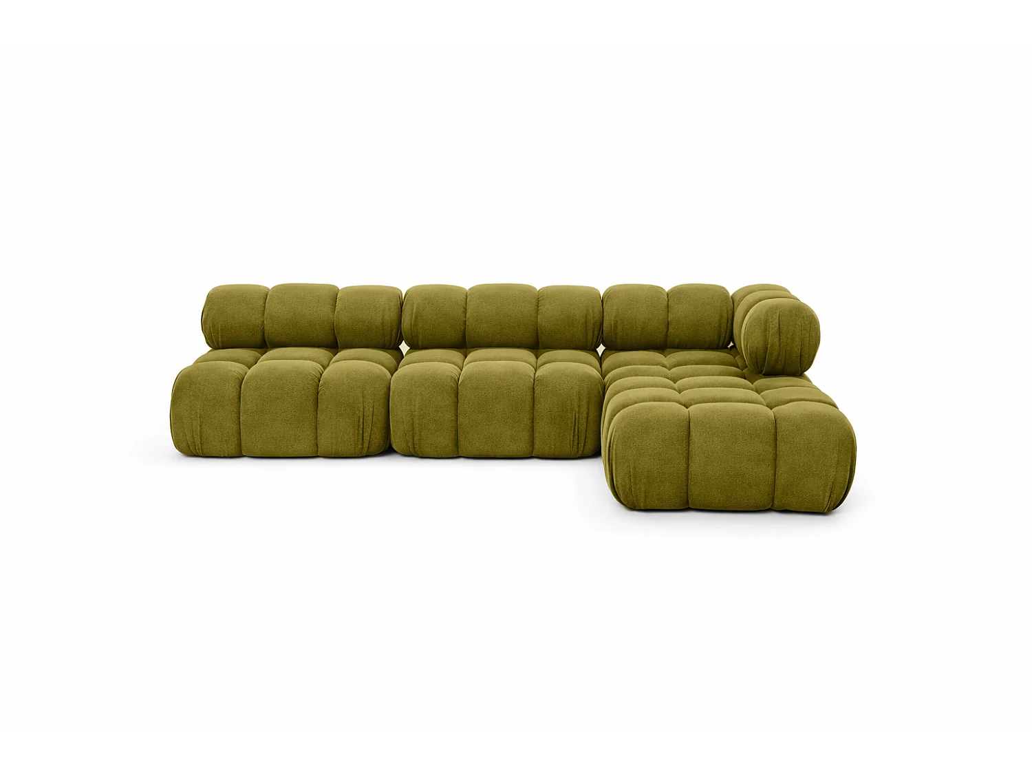 Canapé d’angle modulaire en L, tissu velours Salvador, Olive, Droite, Selia