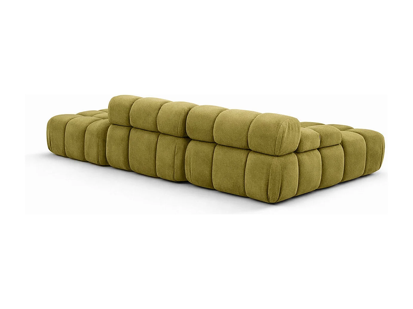 Ecksofa modular mit Hocker, Sofa L-Form, Veloursstoff Salvador, Olive, Rechts, Selia
