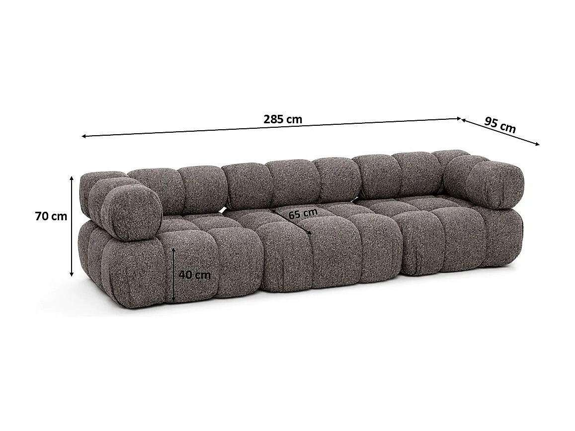Sofa modułowa trzyosobowa, tkanina bukla Abriamo, Brązowy, Selia