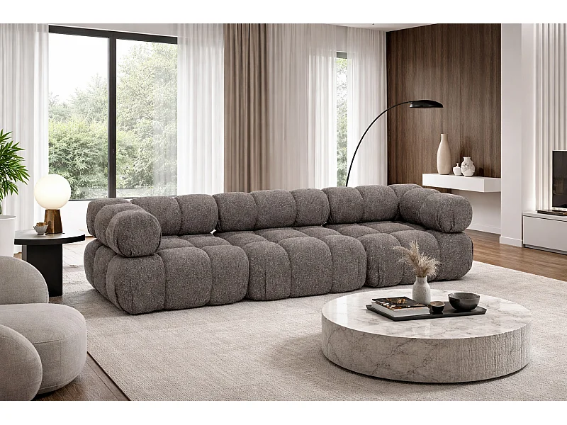 Couch, 3-Sitzer Sofa modular, Bouclé-Stoff Abriamo, Braun, Selia