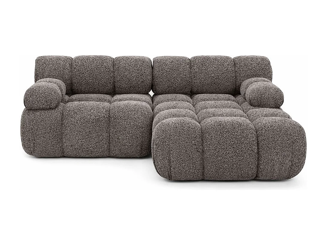 Ecksofa L-form Mini modular, Bouclé-Stoff Abriamo, Braun, Rechts, Selia