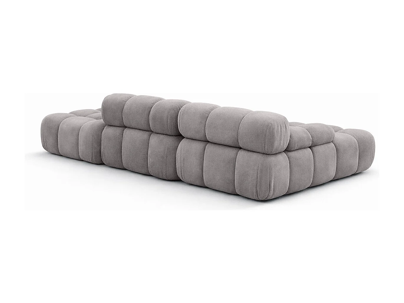 Ecksofa modular mit Hocker, Sofa L-Form, Veloursstoff Salvador, Grau, Rechts, Selia