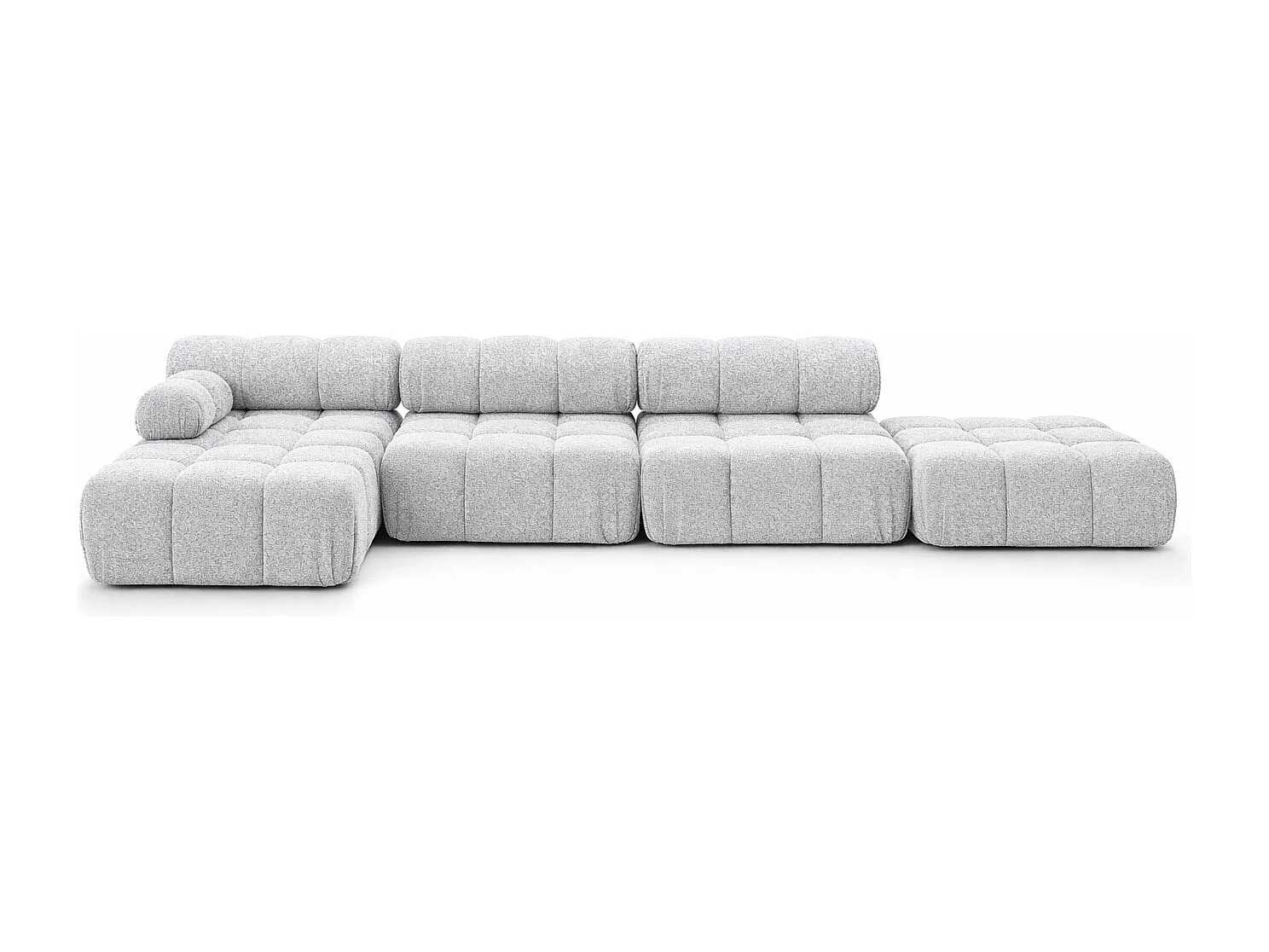 Narożnik modułowy w kształcie L, tkanina bukla Abriamo, Jasnoszary, Lewy, Selia L XL