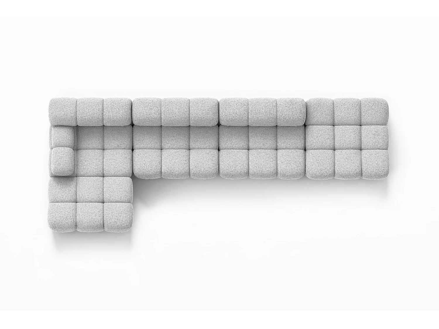 Narożnik modułowy w kształcie L, tkanina bukla Abriamo, Jasnoszary, Lewy, Selia L XL