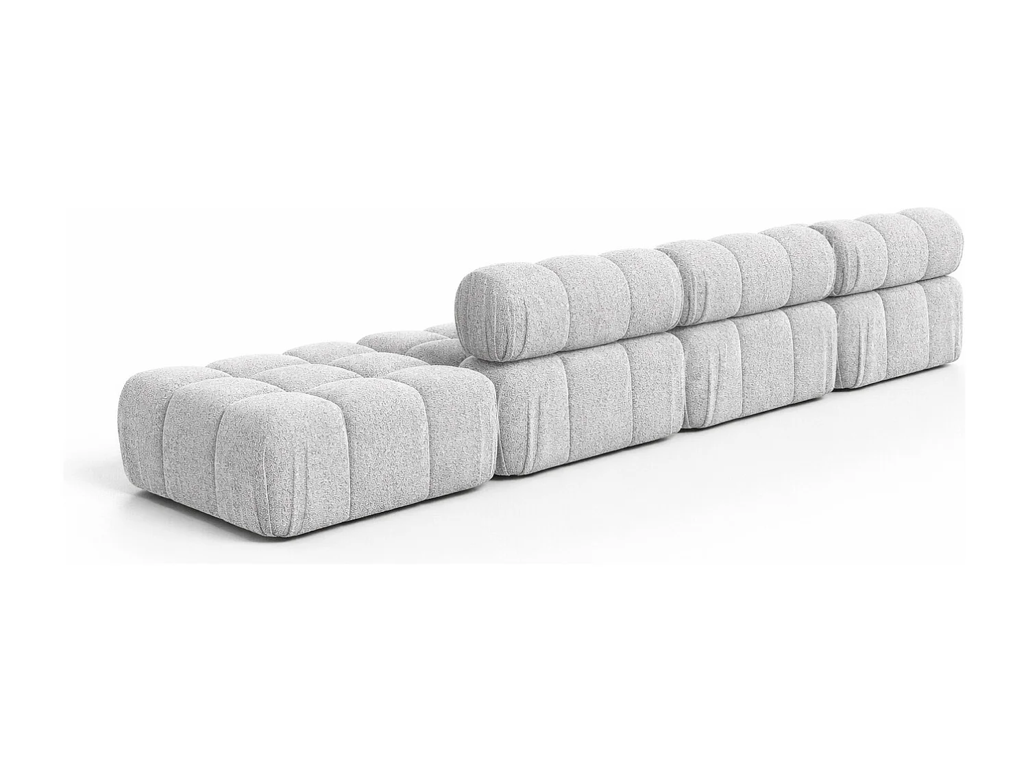 Narożnik modułowy w kształcie L, tkanina bukla Abriamo, Jasnoszary, Lewy, Selia L XL