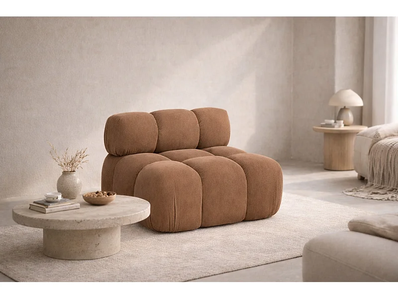 Moduł środkowy do systemu modułowego, tkanina welur Salvador, Ciemnobeżowy, Selia