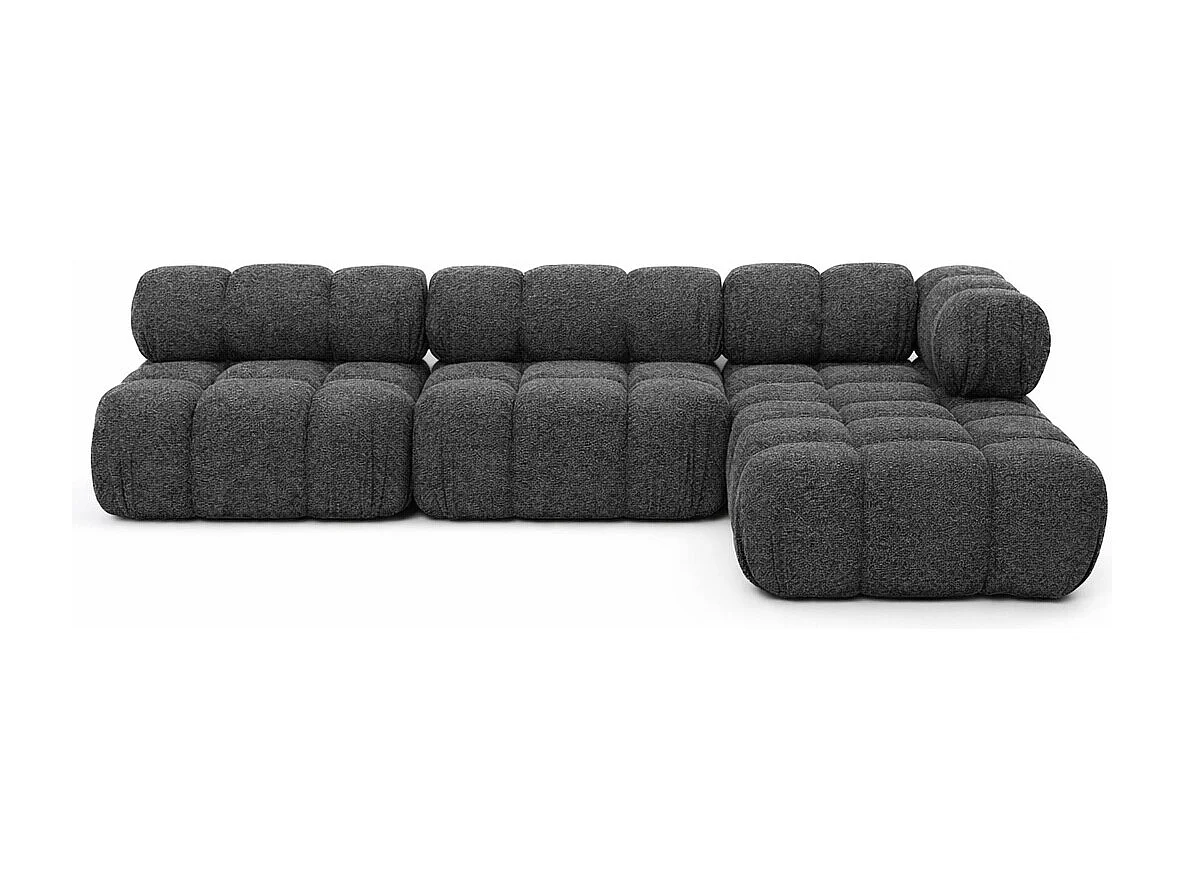 Ecksofa Modulare L-Form, Bouclé-Stoff Abriamo, Graphit, Rechts, Selia