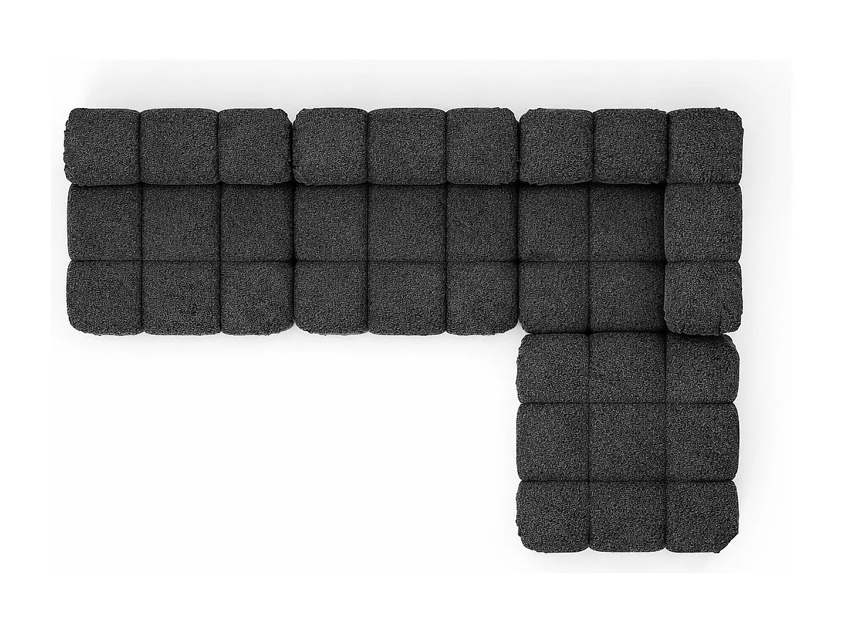 Ecksofa Modulare L-Form, Bouclé-Stoff Abriamo, Graphit, Rechts, Selia