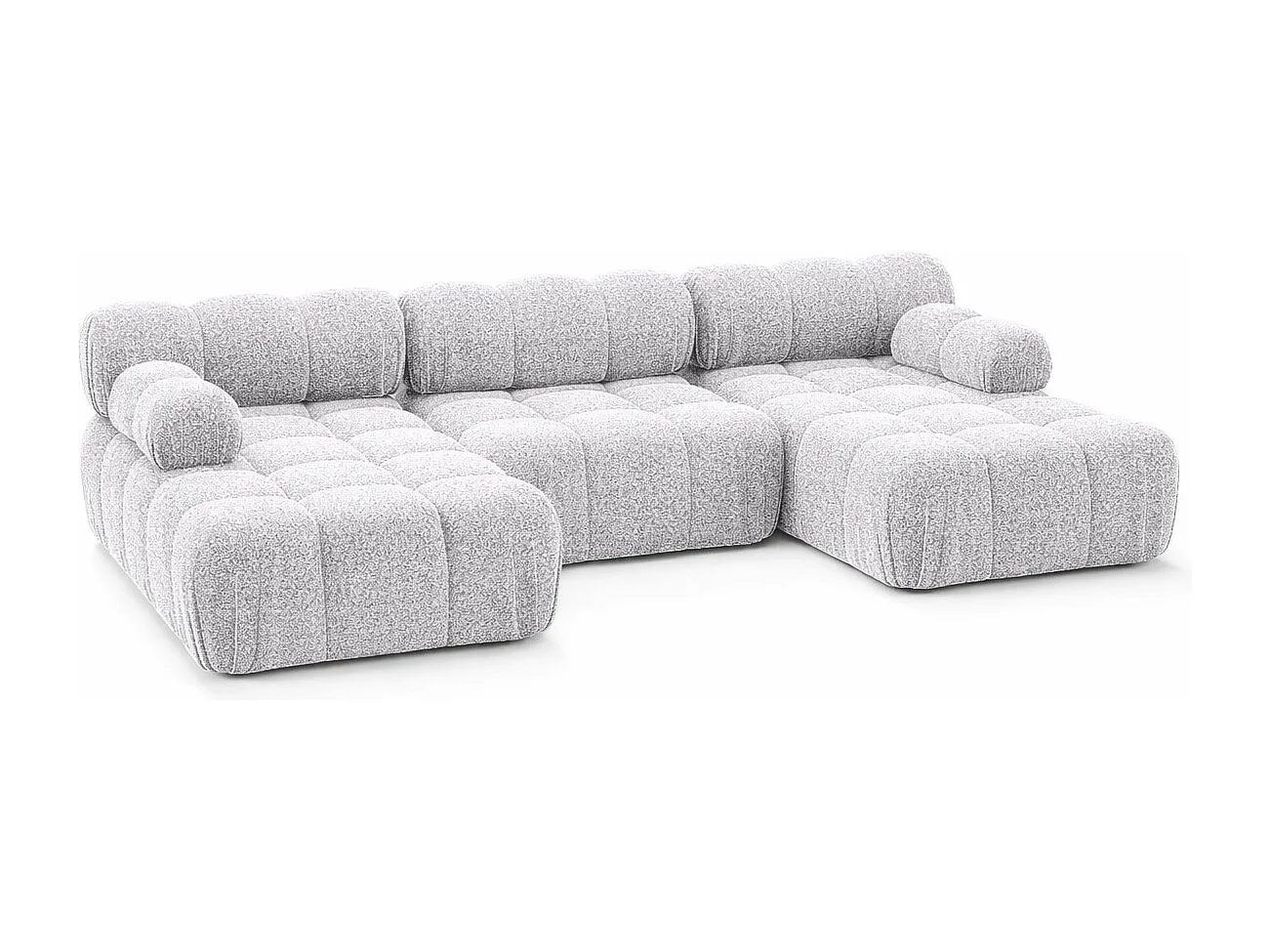 Ecksofa U-Form, Stoff Bouclé Abriamo, Hellgrau, Selia U