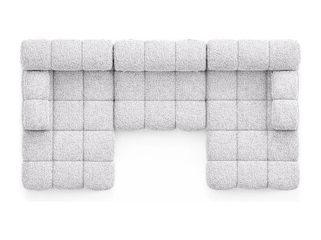 Ecksofa U-Form, Stoff Bouclé Abriamo, Hellgrau, Selia U