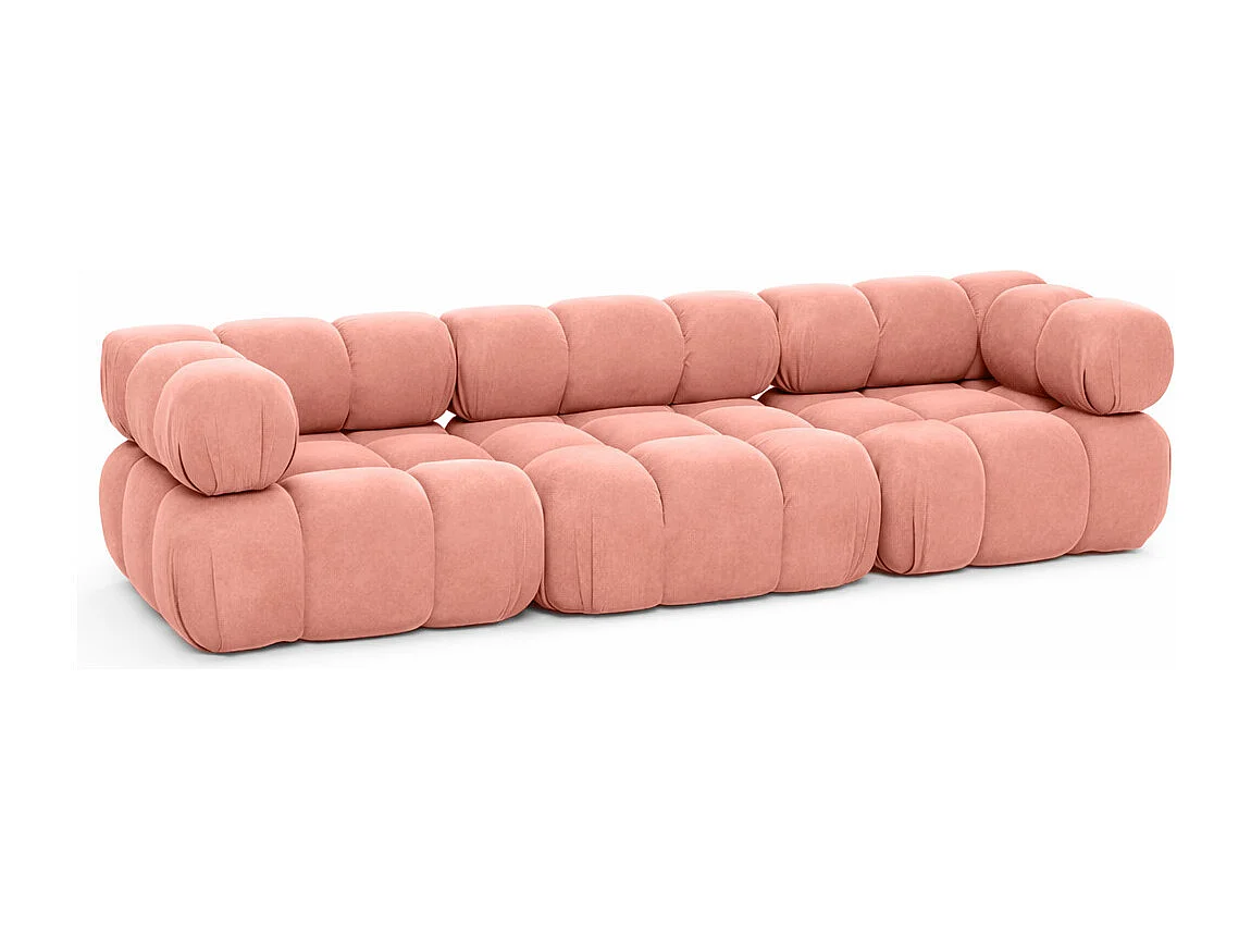 Bank, 3-zits modulair, veloursstof Salvador, roze, Selia