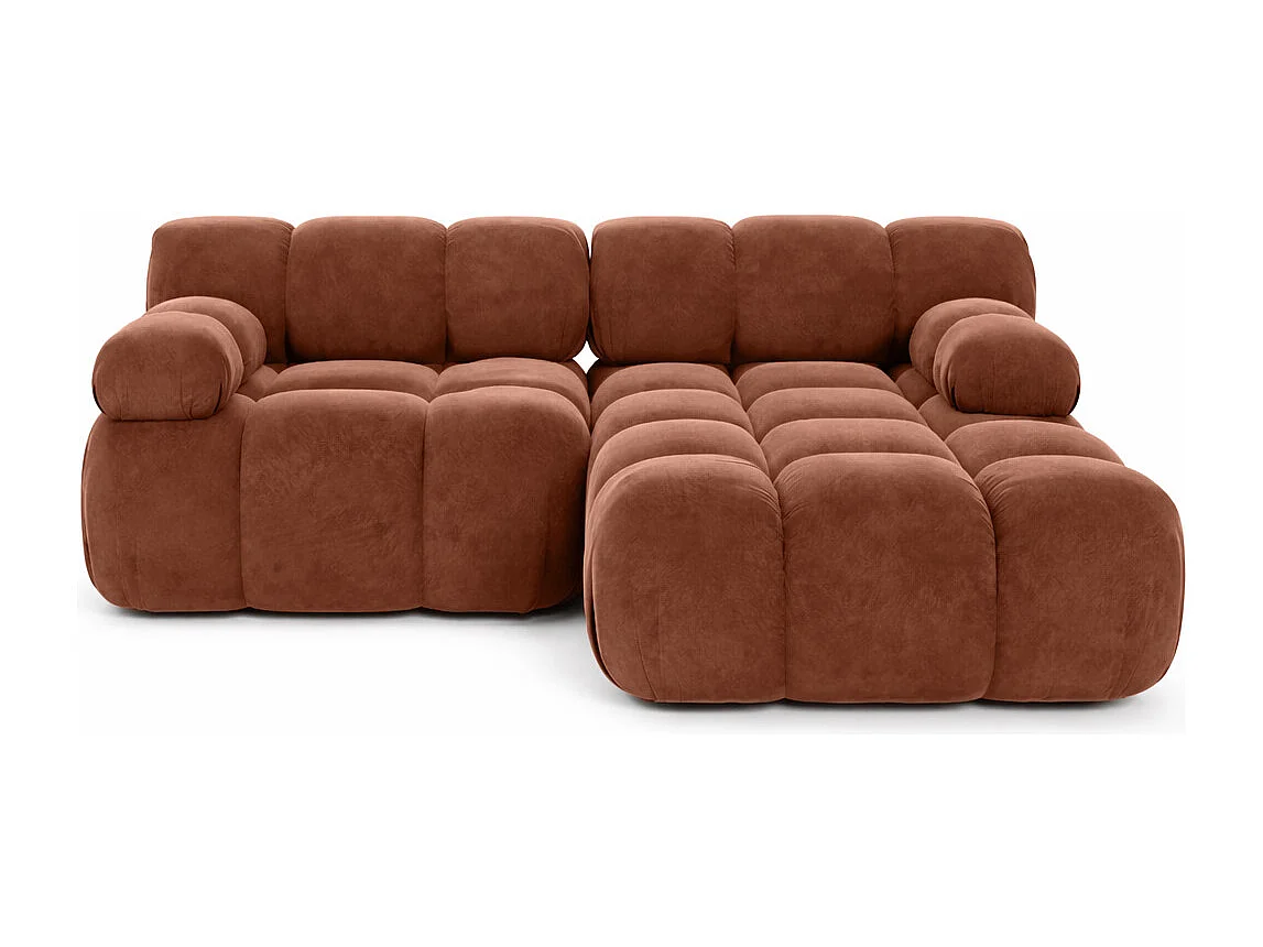 Modulaire hoekbank L mini, velours Salvador, Bruin, Rechts, Selia