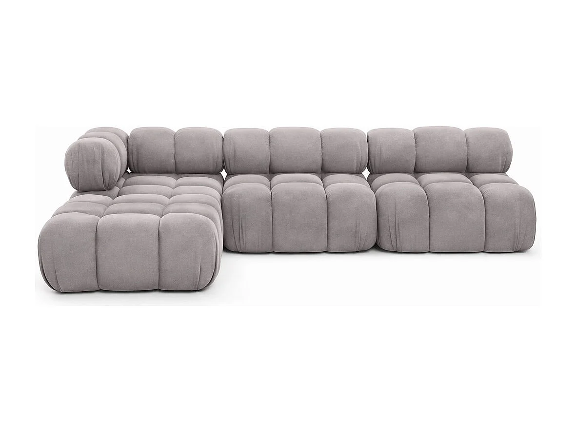 Ecksofa Modulare L-Form, Veloursstoff Salvador, Grau, Links, Selia