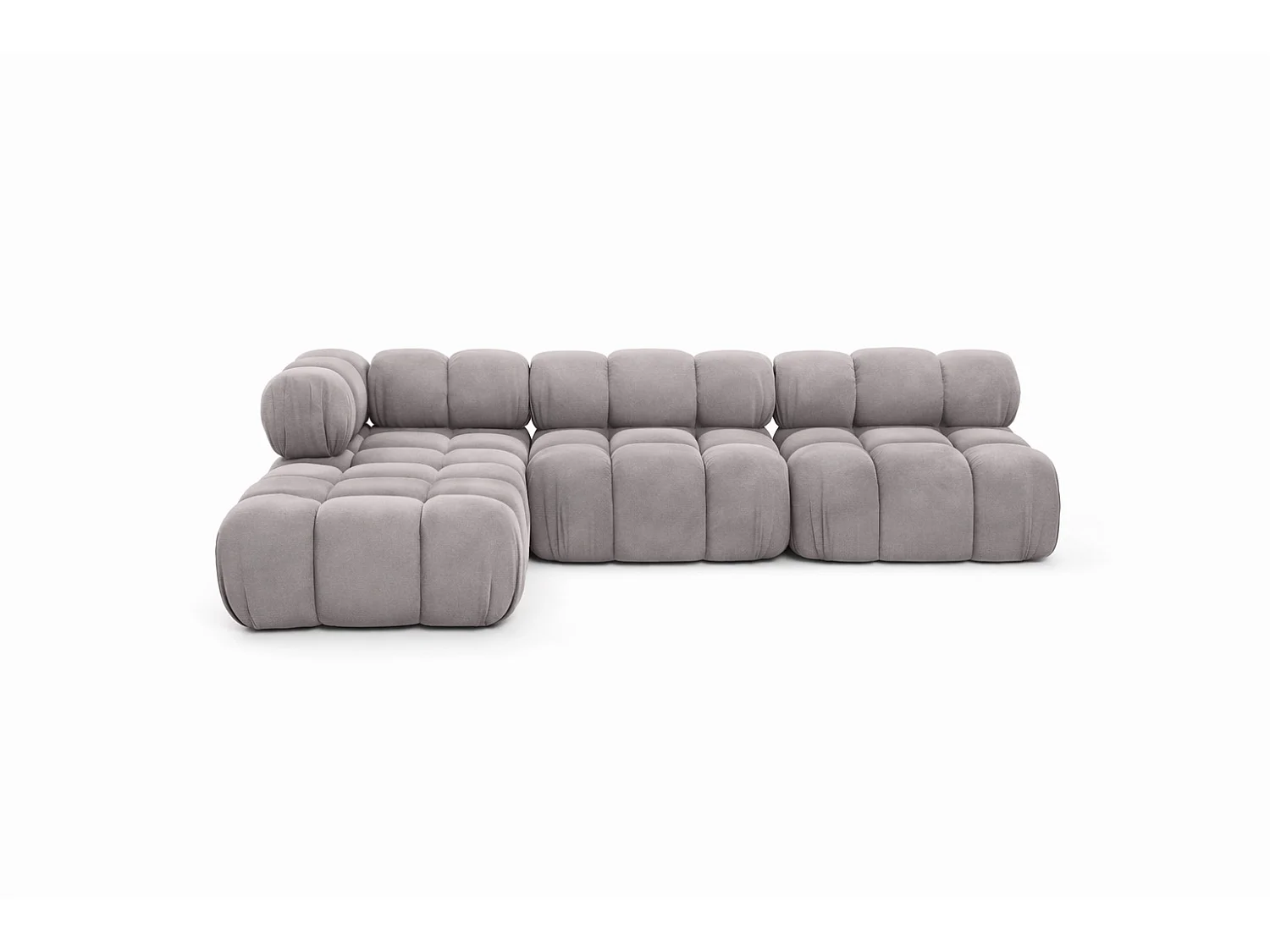 Canapé d’angle modulaire en L, tissu velours Salvador, Gris, Gauche, Selia
