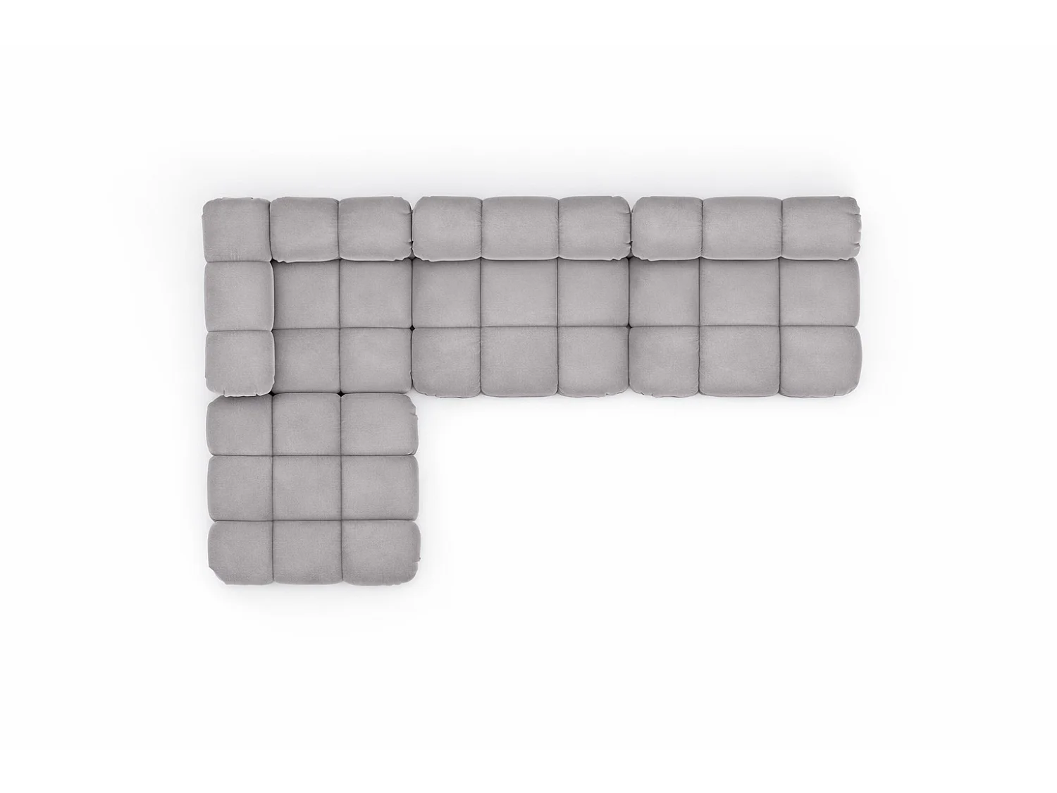 Canapé d’angle modulaire en L, tissu velours Salvador, Gris, Gauche, Selia
