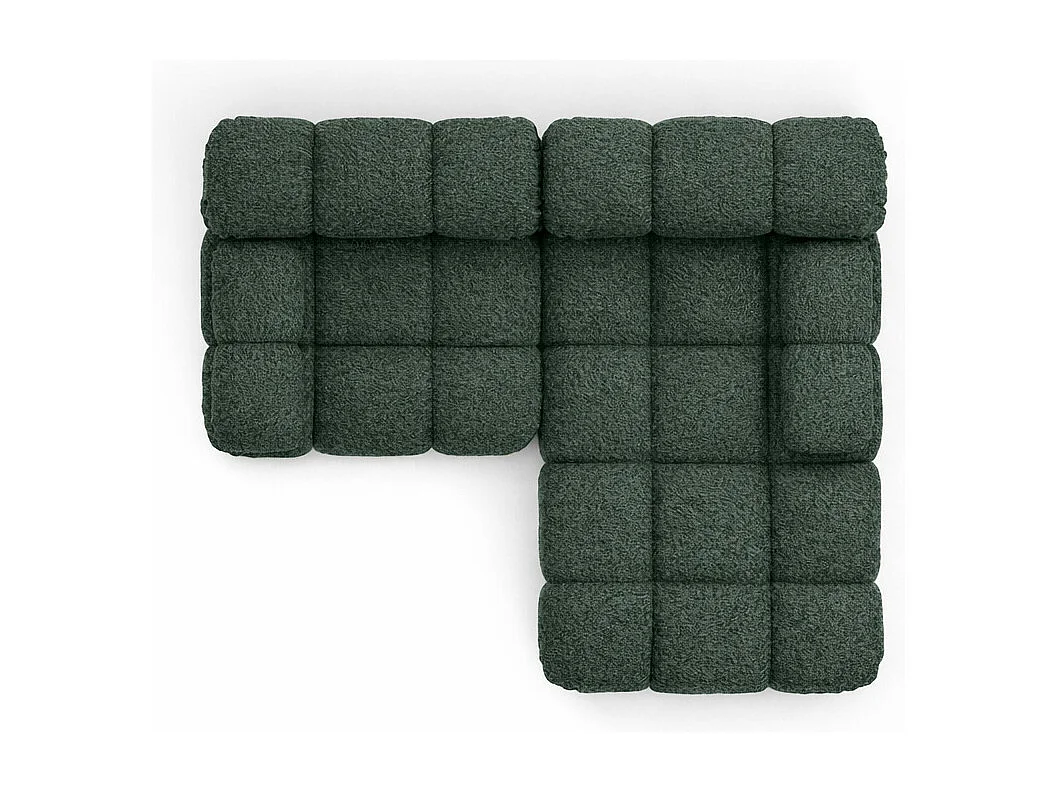 Ecksofa L-form Mini modular, Bouclé-Stoff Abriamo, Dunkelgrün, Rechts, Selia
