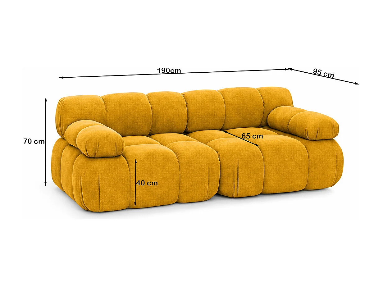 Bank, 2-zits modulair, veloursstof Salvador, geel, Selia