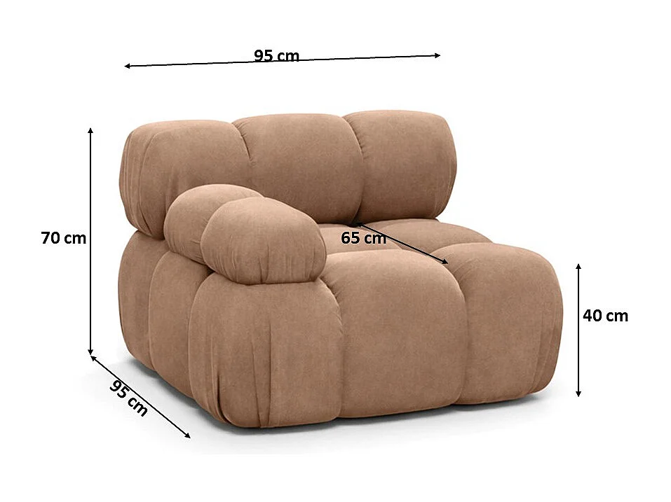 Modulo laterale per sistema modulare, tessuto Salvador, Beige scuro, Sinistra, Selia