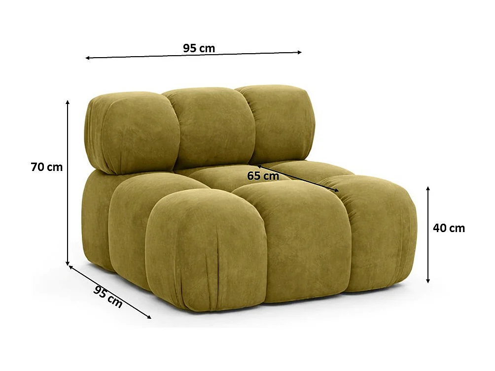 Modulo centrale autoportante moderno per sistema modulare, tessuto Salvador, Oliva, Selia