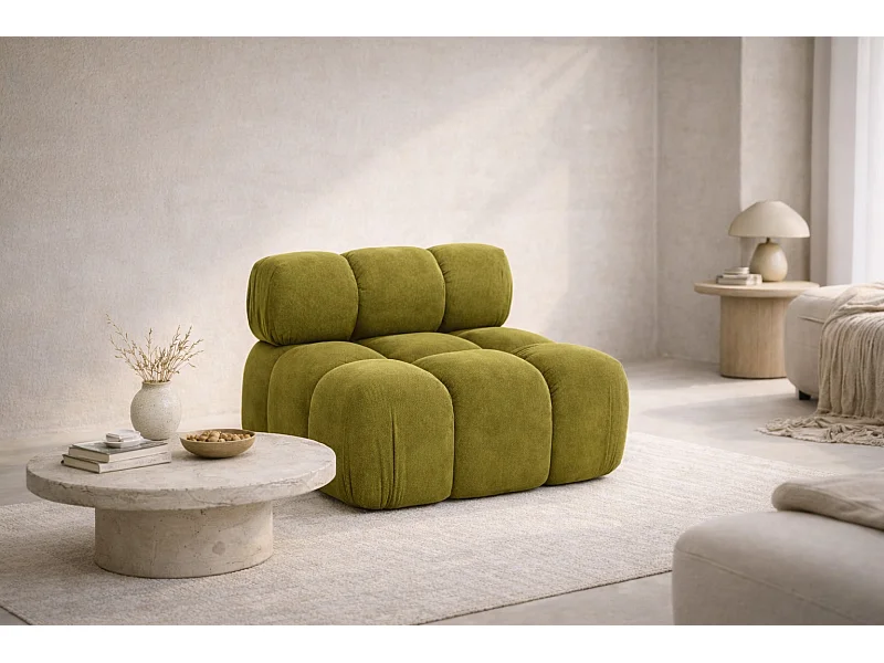 Module central autoportant moderne pour un système modulaire, tissu Salvador, Olive, Selia