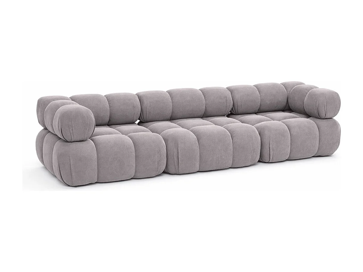 Bank, 3-zits modulair, veloursstof Salvador, grijs, Selia