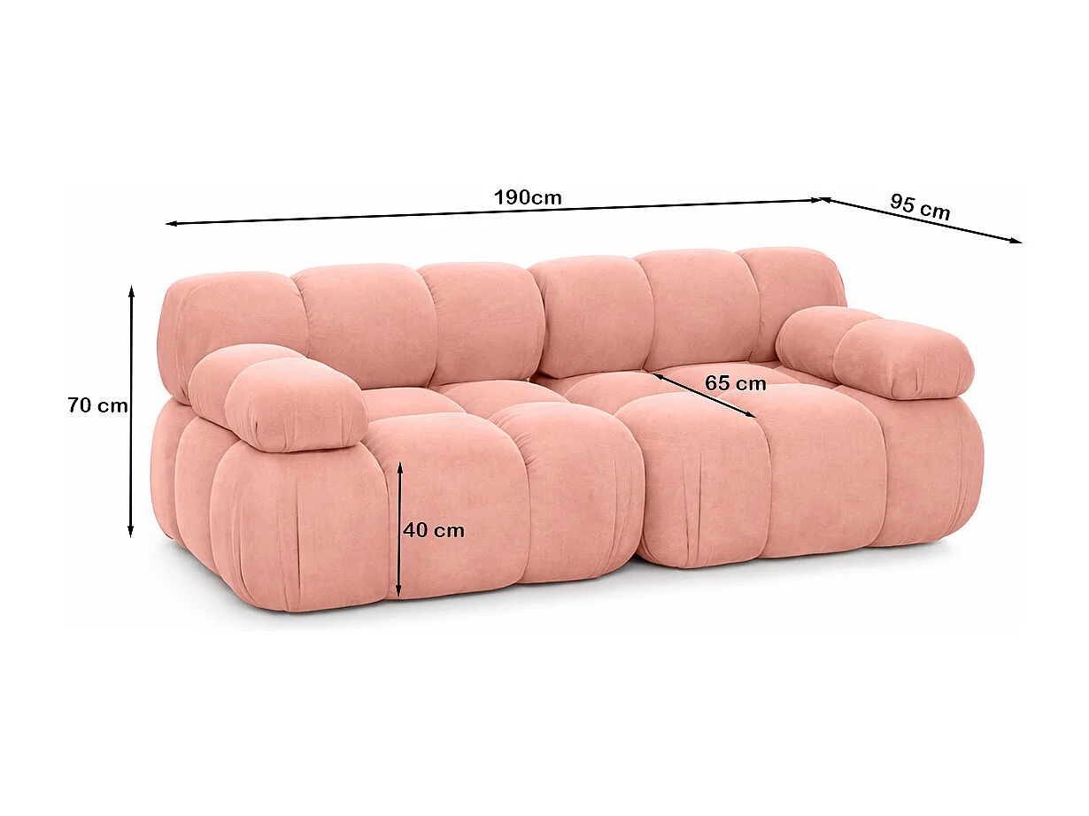 Bank, 2-zits modulair, veloursstof Salvador, roze, Selia