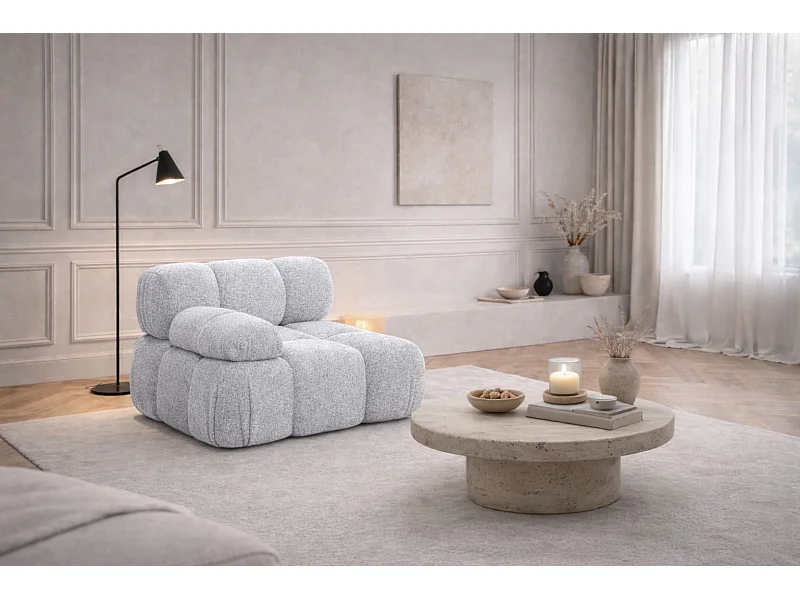 Modul seitlich für ein modulares System, Stoff Abriamo, Hellgrau, Links, Selia