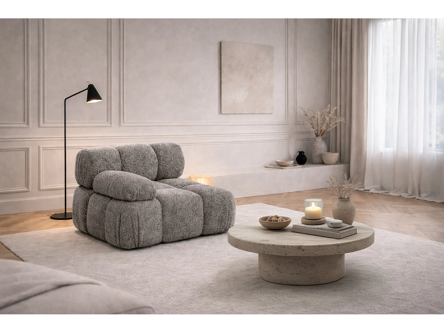 Module zijkant voor een modulair systeem, stof Abriamo, Bruin, Links, Selia