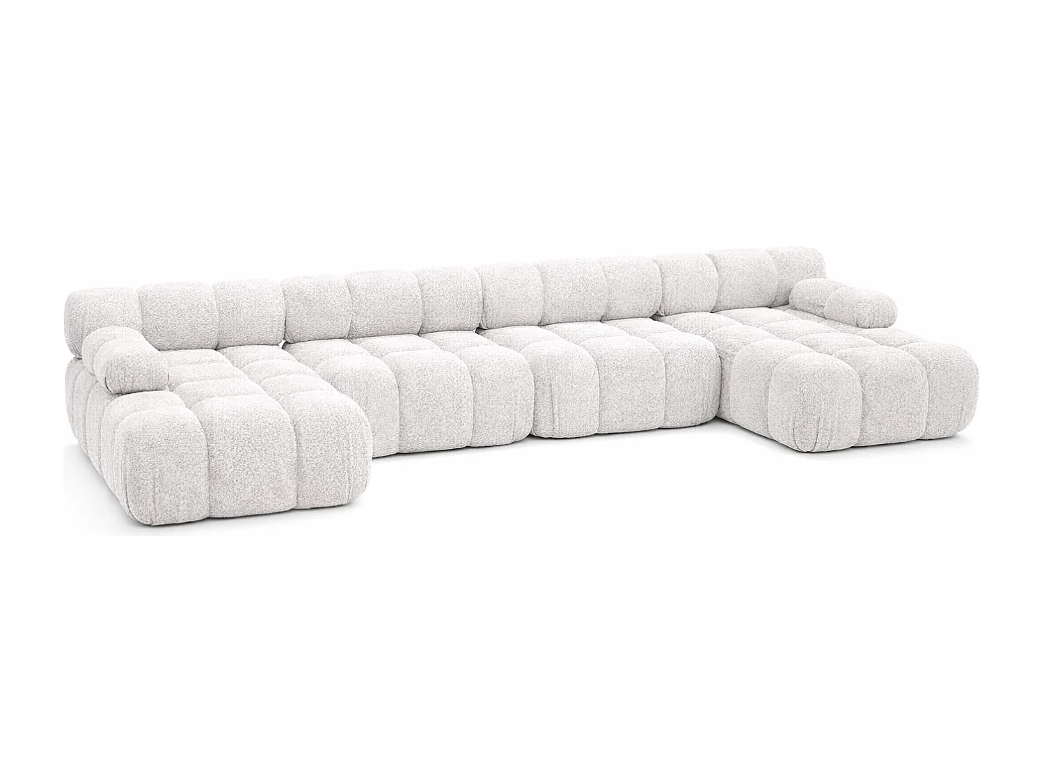 Narożnik modułowy w kształcie U XL, tkanina bukla Abriamo, Ecru, Selia U XL