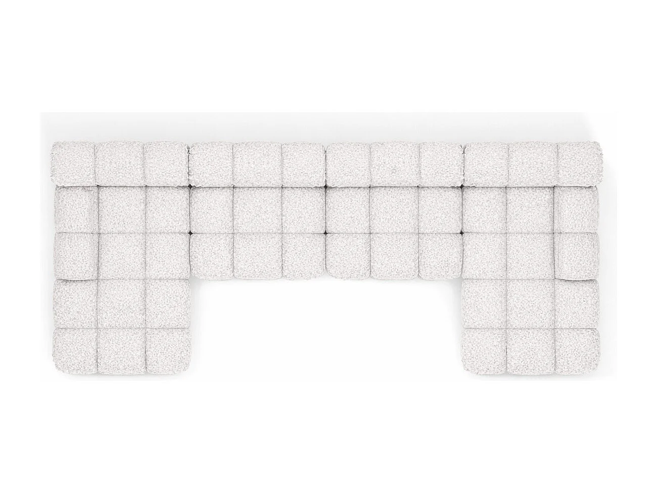 Narożnik modułowy w kształcie U XL, tkanina bukla Abriamo, Ecru, Selia U XL