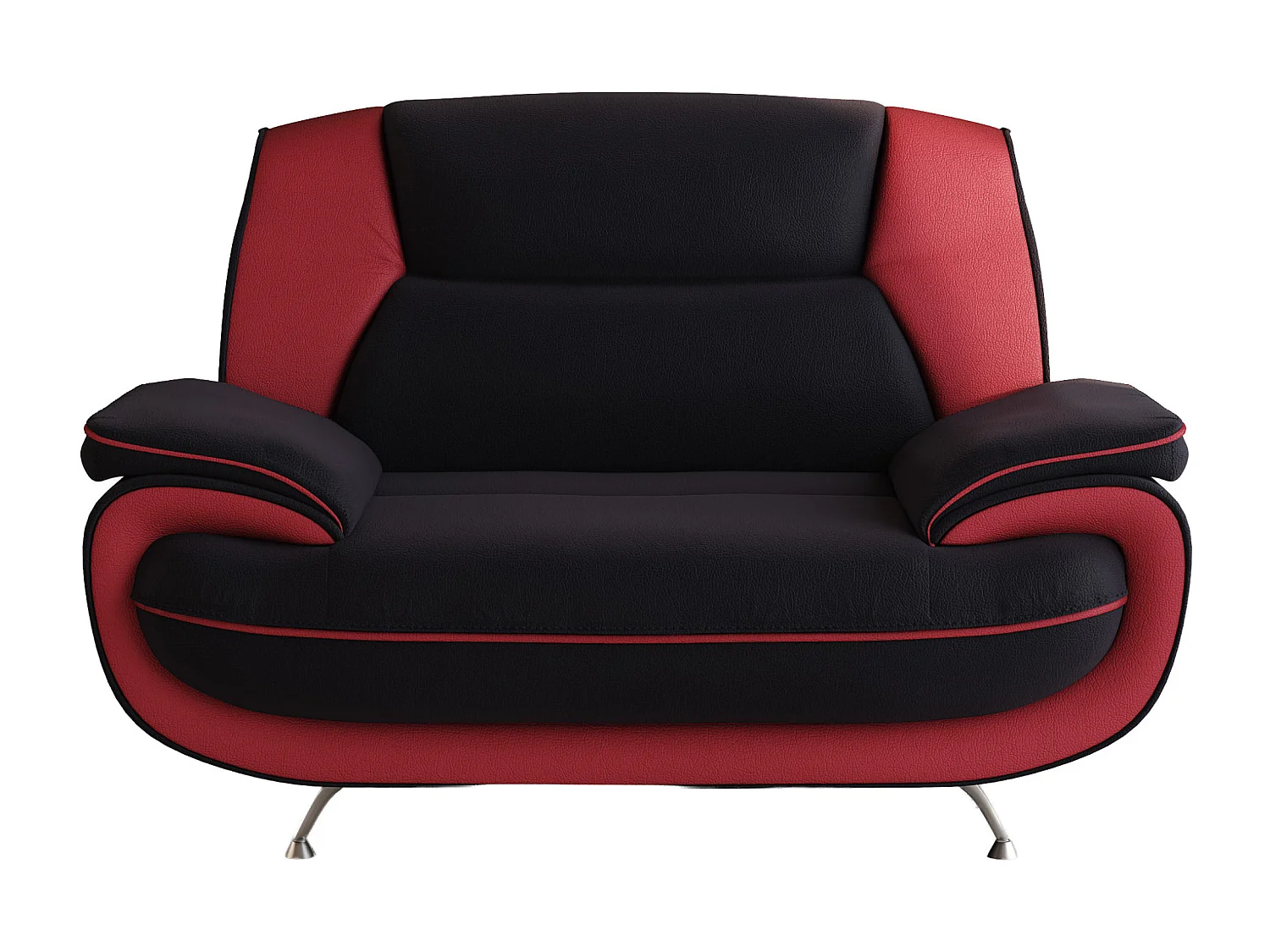 Nowoczesny fotel do salonu, tkanina Soft, czarno-czerwony, Palermo