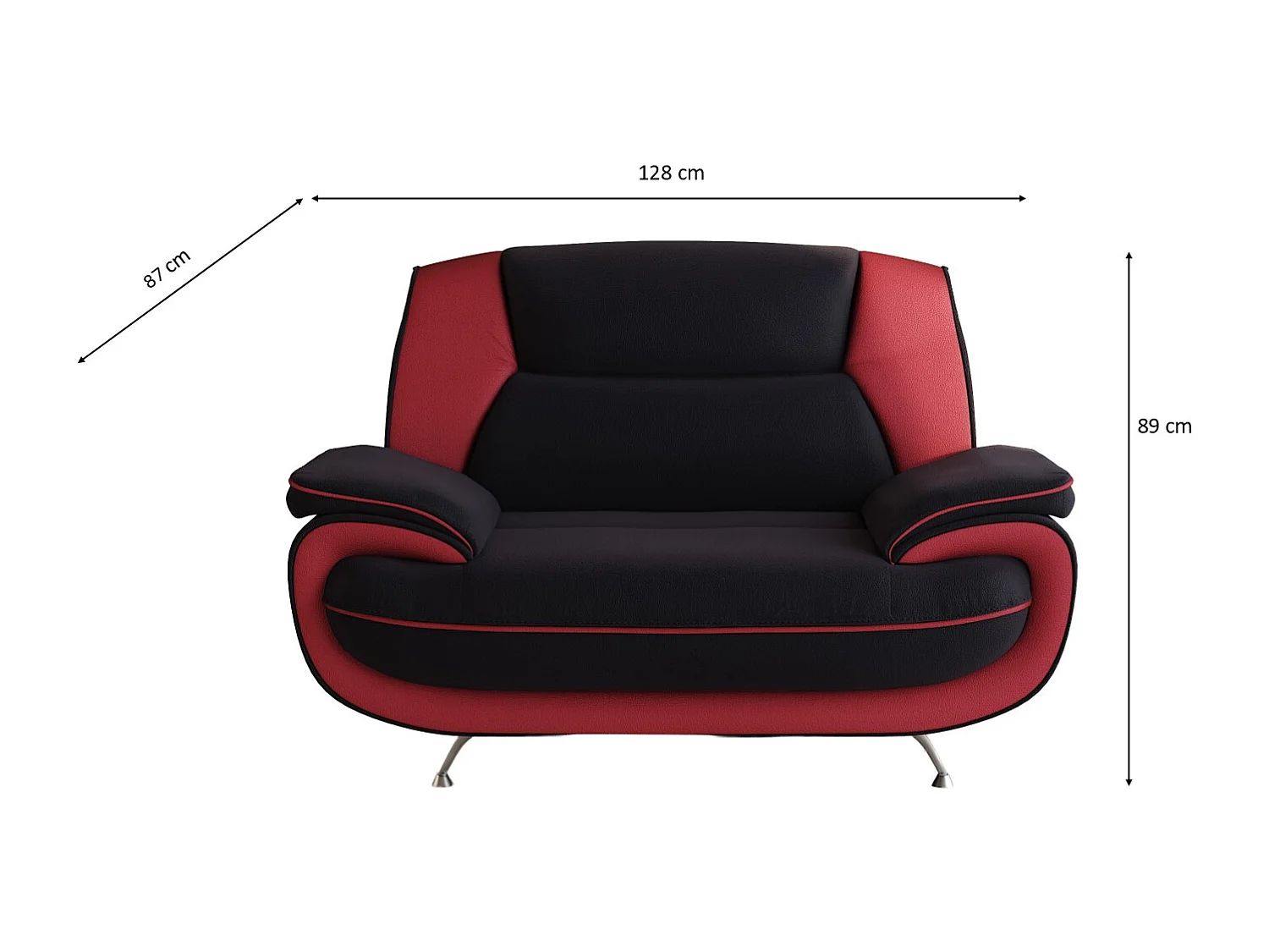 Nowoczesny fotel do salonu, tkanina Soft, czarno-czerwony, Palermo
