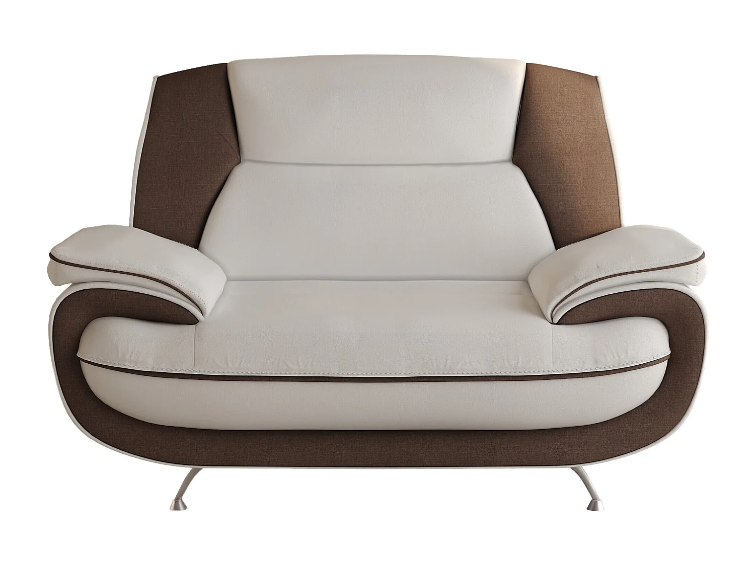 Nowoczesny fotel do salonu, tkanina Kronos, biało-brązowy, Palermo
