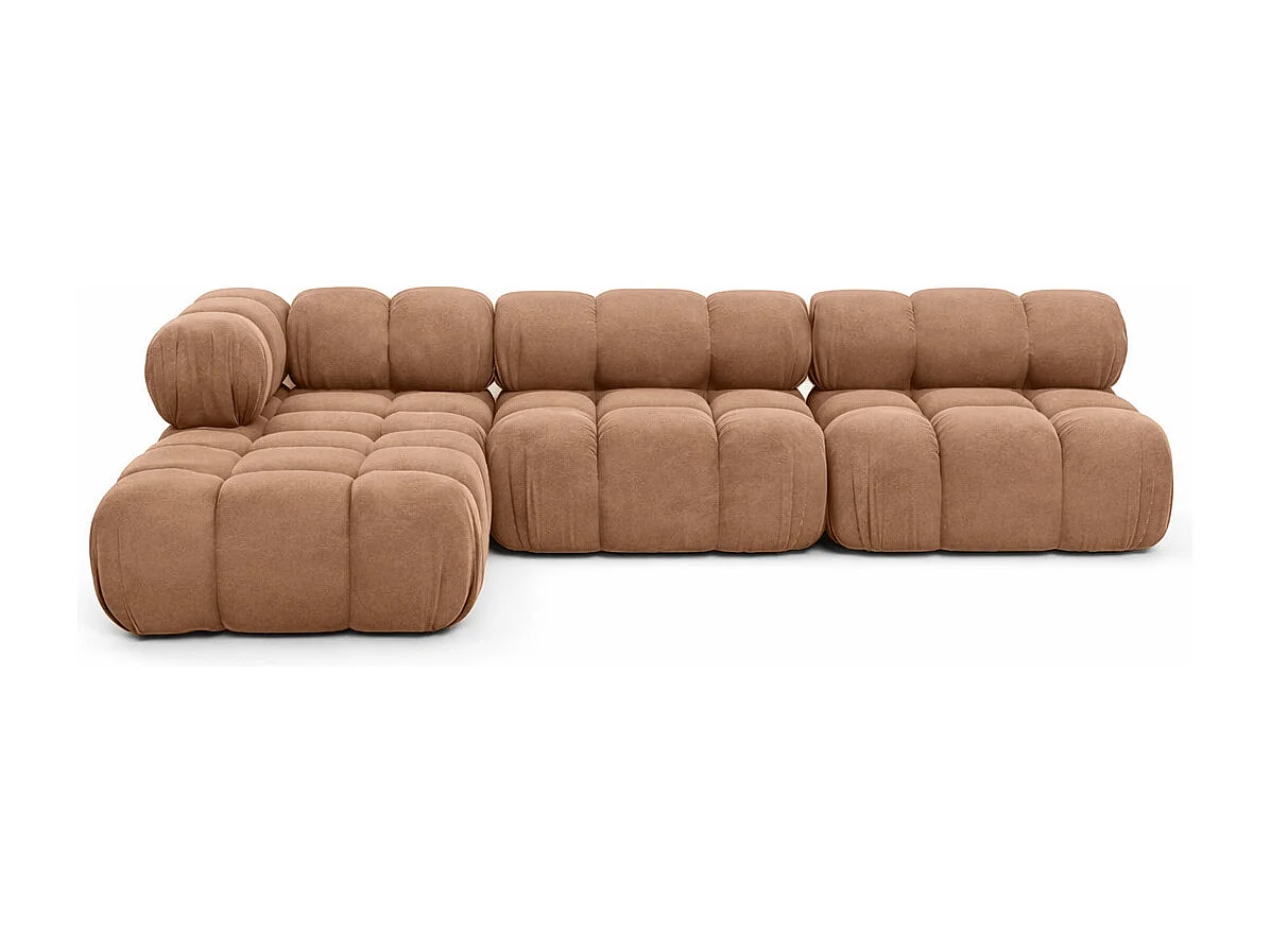 Ecksofa Modulare L-Form, Veloursstoff Salvador, Dunkelbeige, Links, Selia