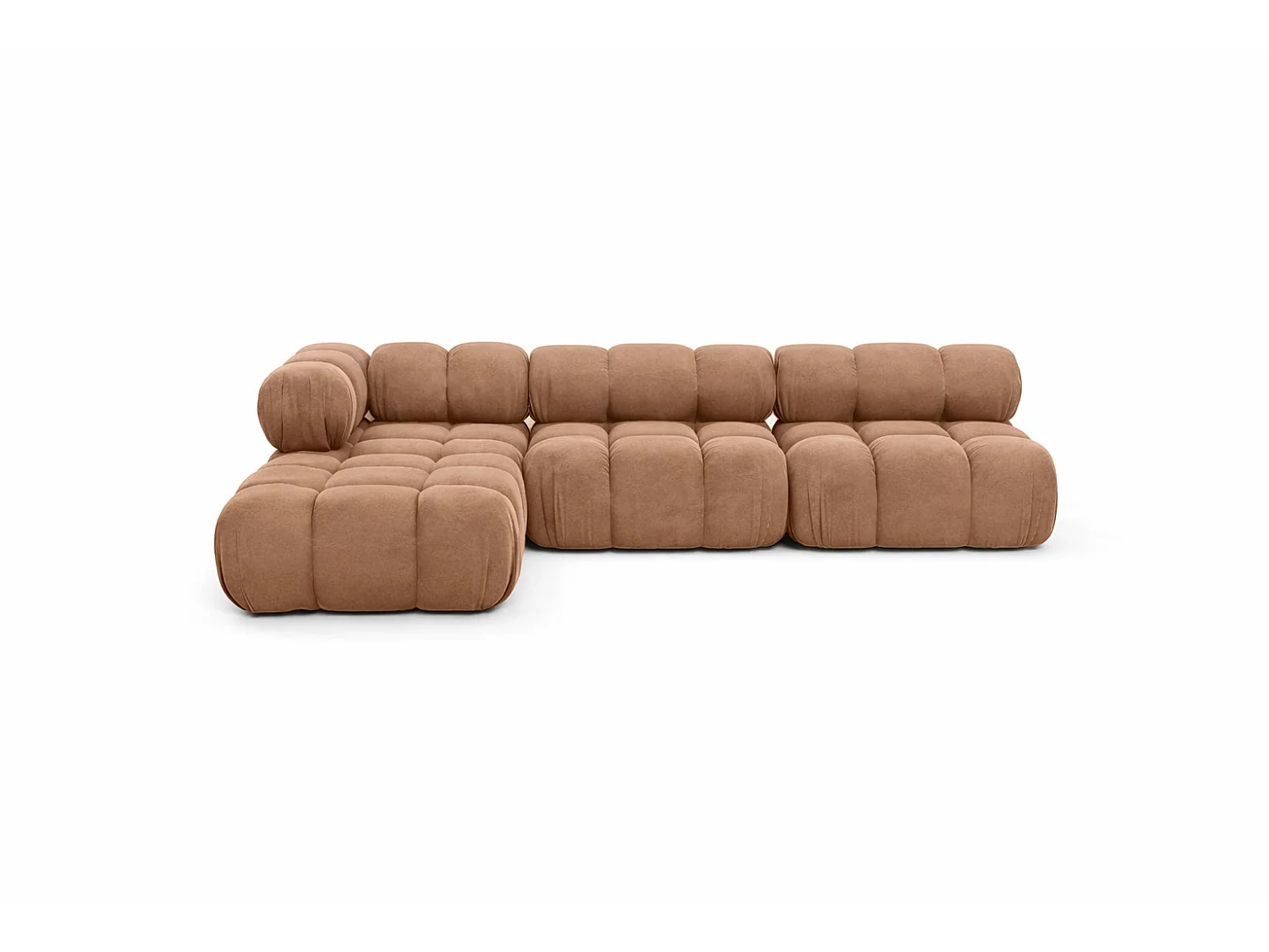 Canapé d’angle modulaire en L, tissu velours Salvador, Beige foncé, Gauche, Selia