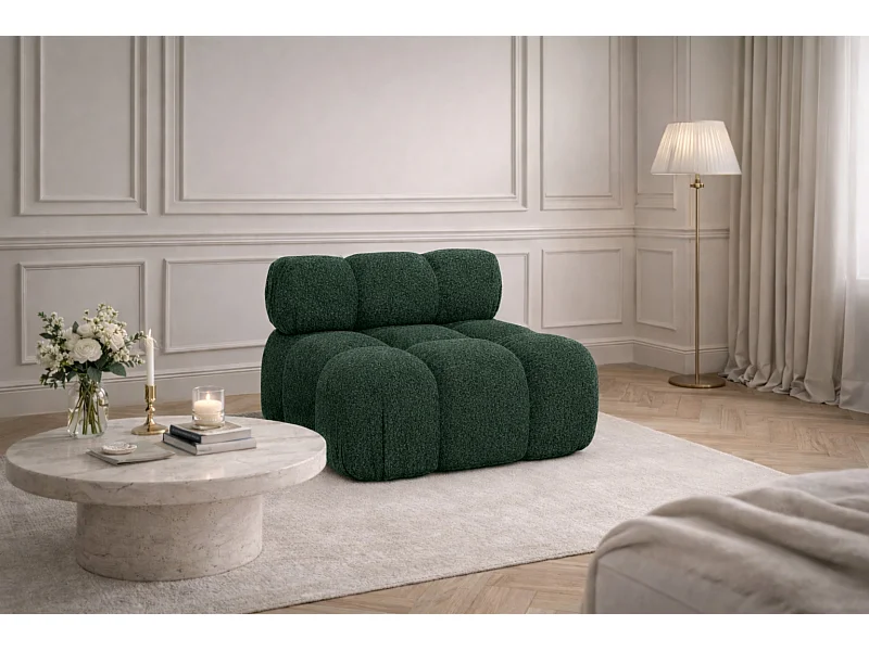 Modul mittig freistehend modern für ein modulares System, Stoff Abriamo, Dunkelgrün, Selia