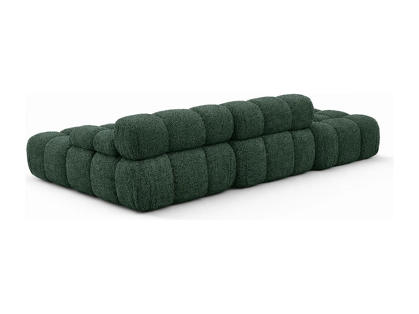 Ecksofa modular mit Hocker, Sofa L-Form, Bouclé-Stoff Abriamo, Dunkelgrün, Links, Selia