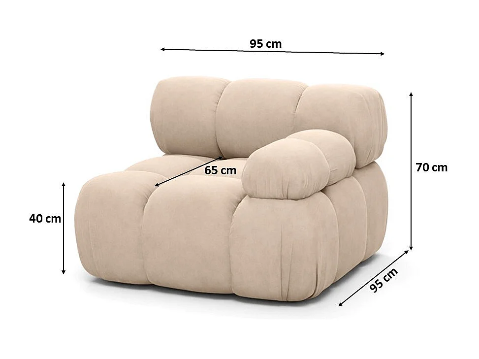 Modulo laterale per sistema modulare, tessuto Salvador, Beige, Destra, Selia