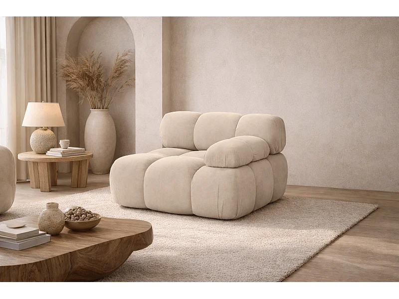 Modul seitlich für ein modulares System, Stoff Salvador, Beige, Rechts, Selia