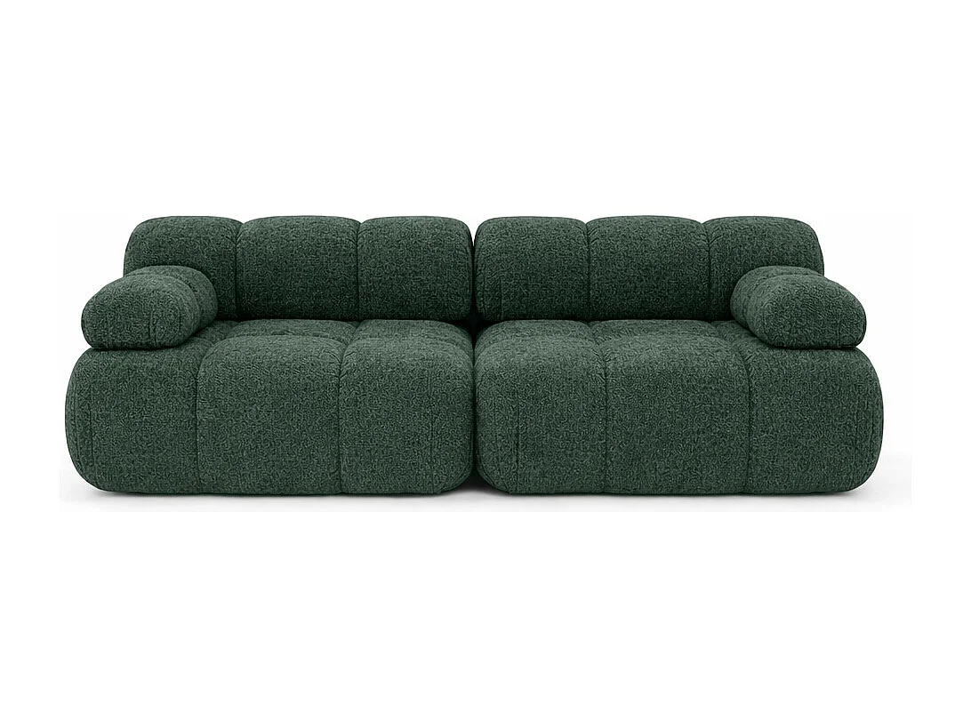 Couch, 2-Sitzer Sofa modular, Bouclé-Stoff Abriamo, Dunkelgrün, Selia