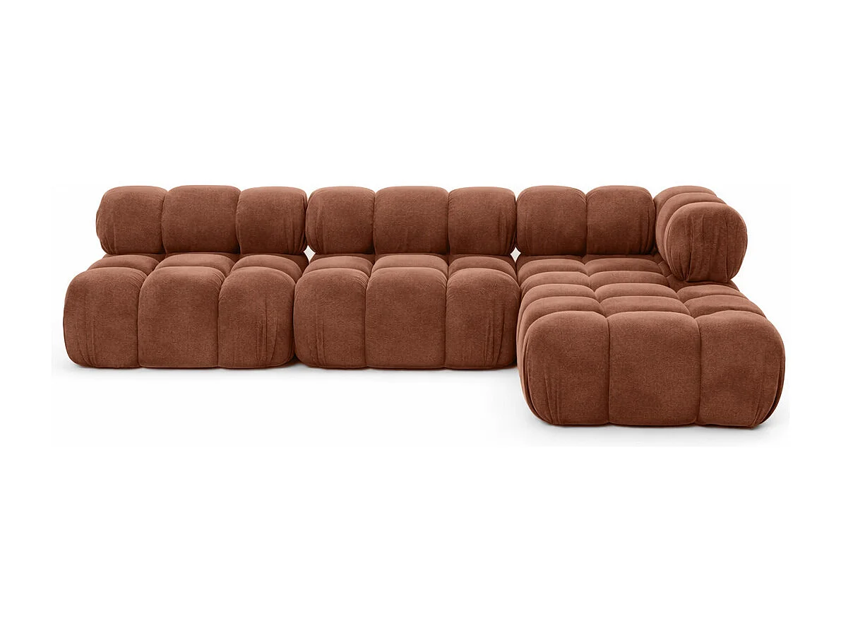 Ecksofa Modulare L-Form, Veloursstoff Salvador, Dunkelbraun, Rechts, Selia