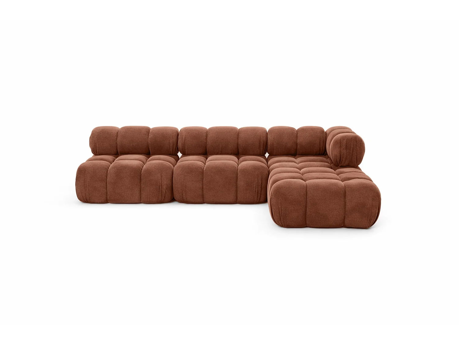Canapé d’angle modulaire en L, tissu velours Salvador, Marron foncé, Droite, Selia