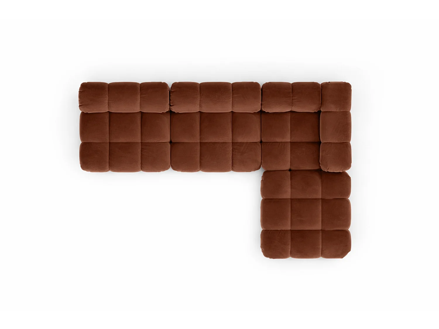 Canapé d’angle modulaire en L, tissu velours Salvador, Marron foncé, Droite, Selia