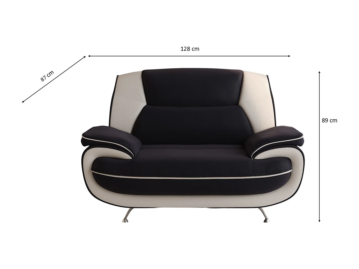 Nowoczesny fotel do salonu, tkanina Soft, czarno-biały, Palermo