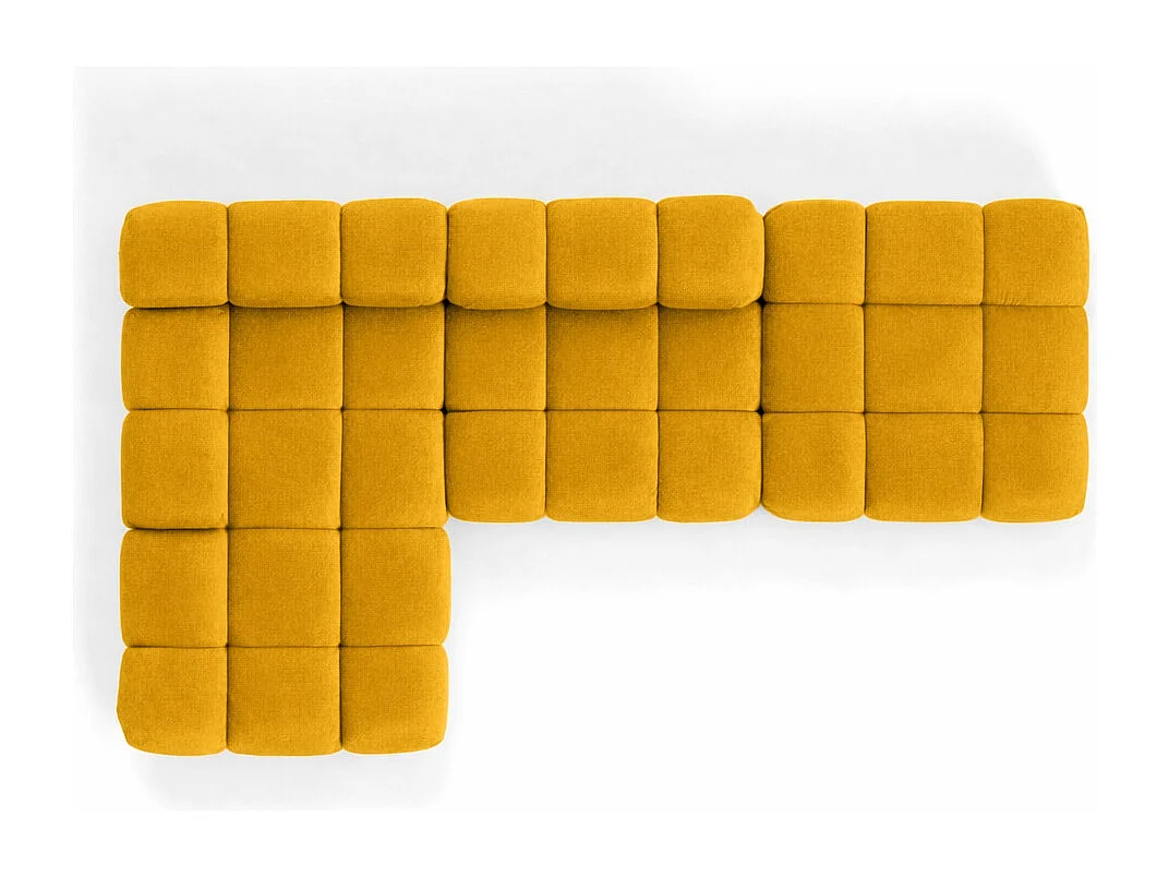 Ecksofa modular mit Hocker, Sofa L-Form, Veloursstoff Salvador, Gelb, Links, Selia