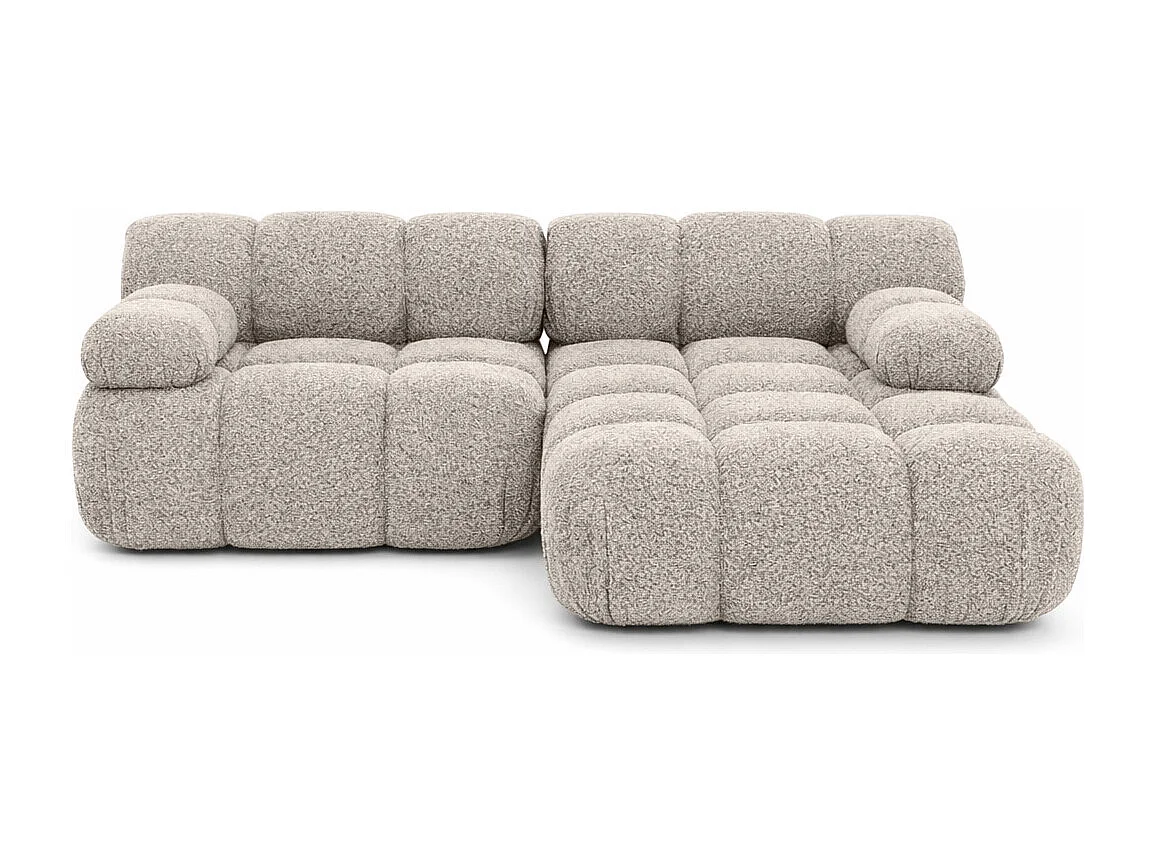Ecksofa L-form Mini modular, Bouclé-Stoff Abriamo, Beige, Rechts, Selia