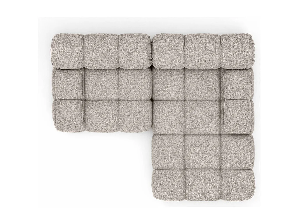 Ecksofa L-form Mini modular, Bouclé-Stoff Abriamo, Beige, Rechts, Selia