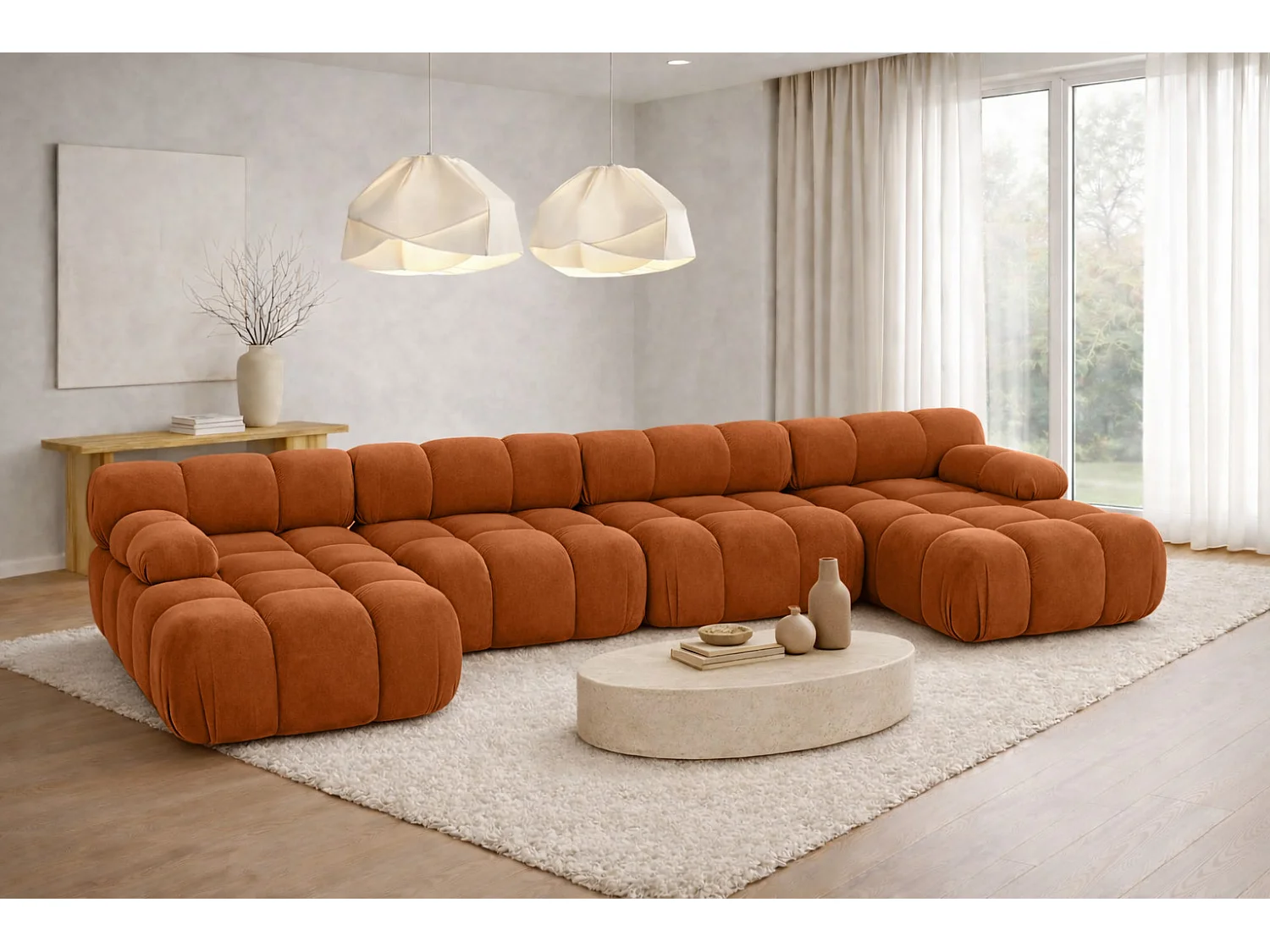 Narożnik modułowy w kształcie U XL, tkanina welur Salvador, Brązowy, Selia U XL